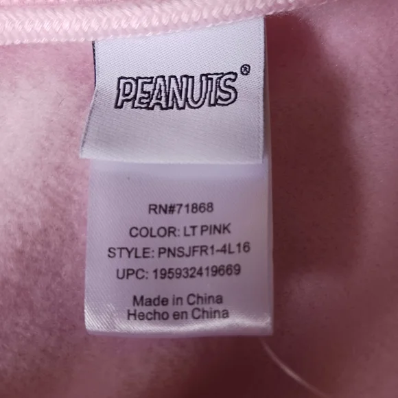 PEANUTS Snoopy Full Zip Hoodie Woodstock Embroidered Sweatshirt Pink Size L NEW - Picture 11 of 16